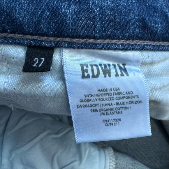 Edwin Women's Hana Vintage High Rise Straight Jeans 27 Blue Horizon Wash $228 - Picture 7 of 9